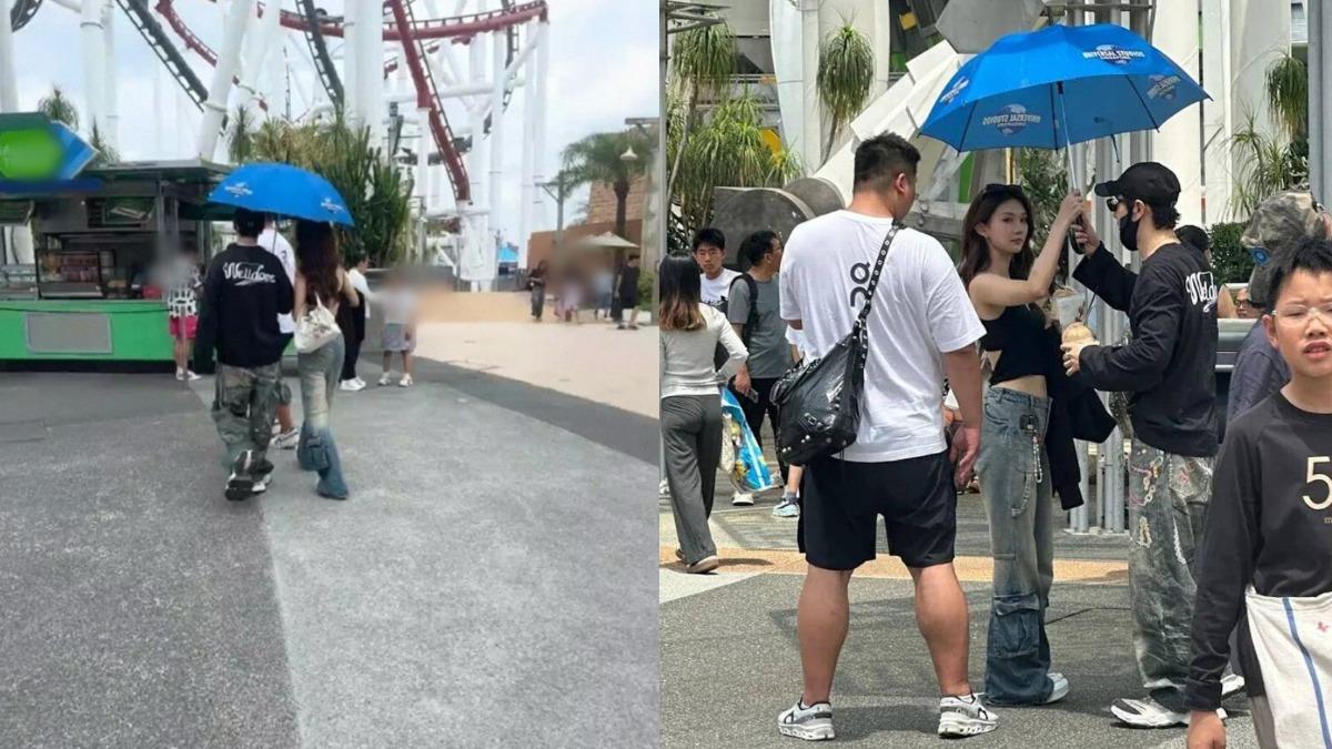 相差22歲父女戀!48歲黃曉明爆新戀情 新加坡樂園「緊摟26歲女星」撐愛的小傘