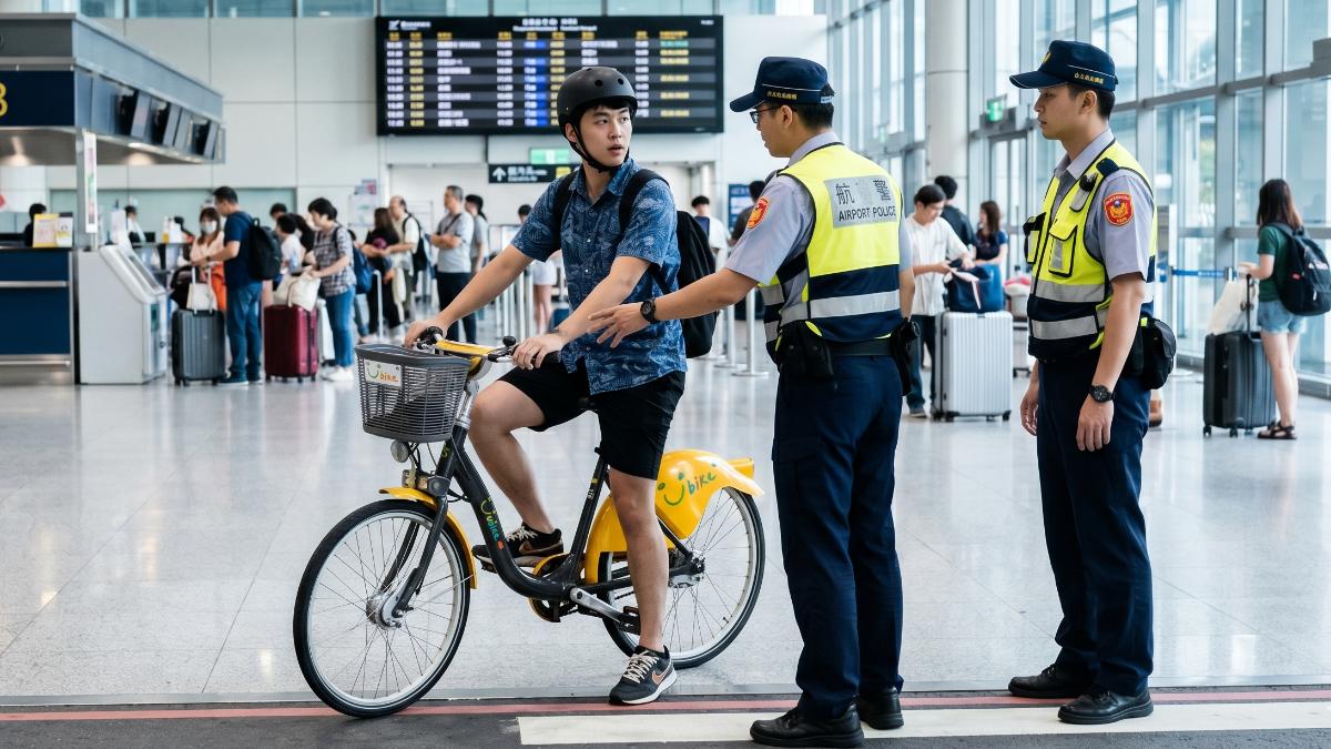北市男口渴騎「YouBike」闖松山機場找水喝 下場慘噴2萬