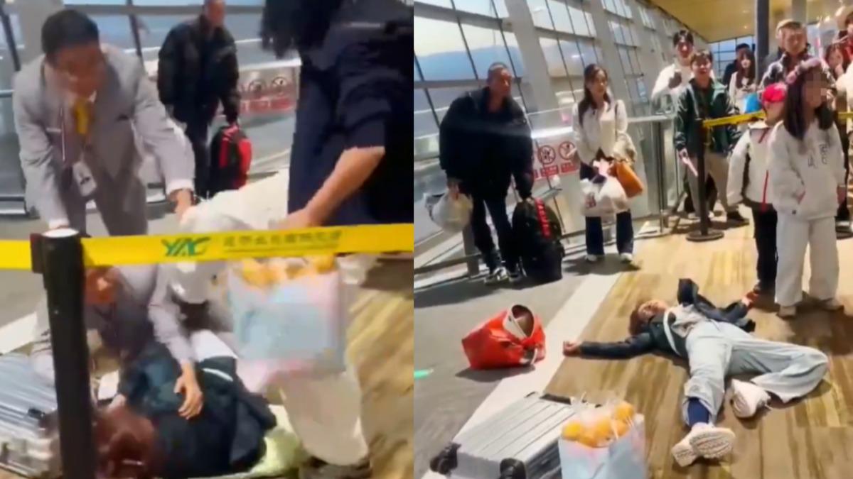 不肯付行李託運費!陸大媽「躺地裝死」 女兒踹打地勤畫面被瘋傳