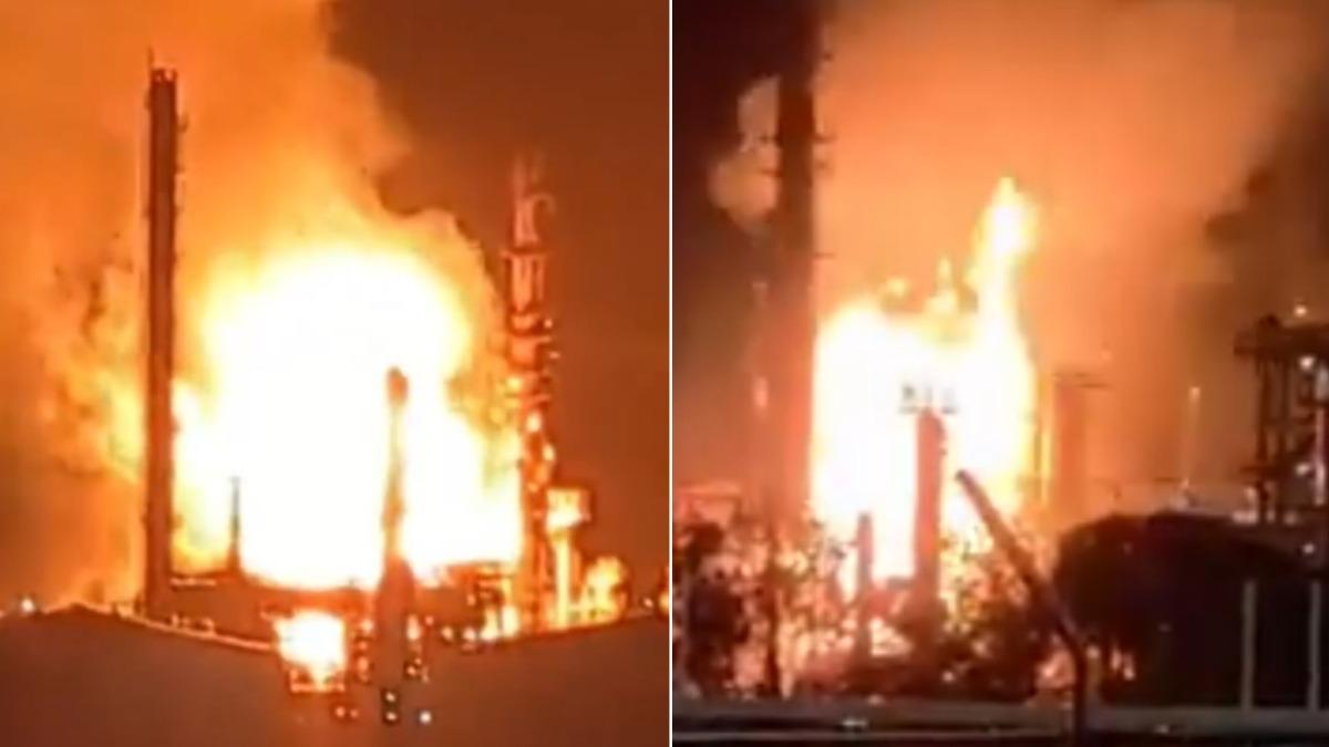 澳洲煉油廠深夜大爆炸! 60公尺火柱「直竄天際」震撼畫面曝