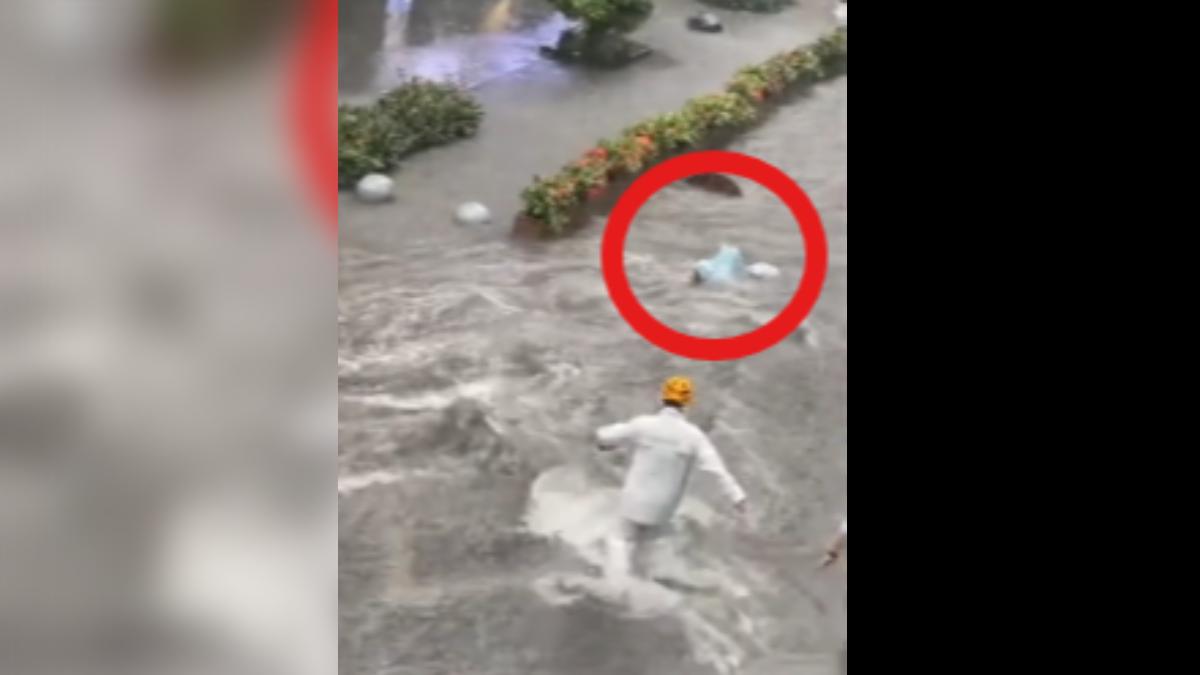 影音/暴雨淹成河!學生摔車「秒被洪水沖走」 多名外送員飛撲救人