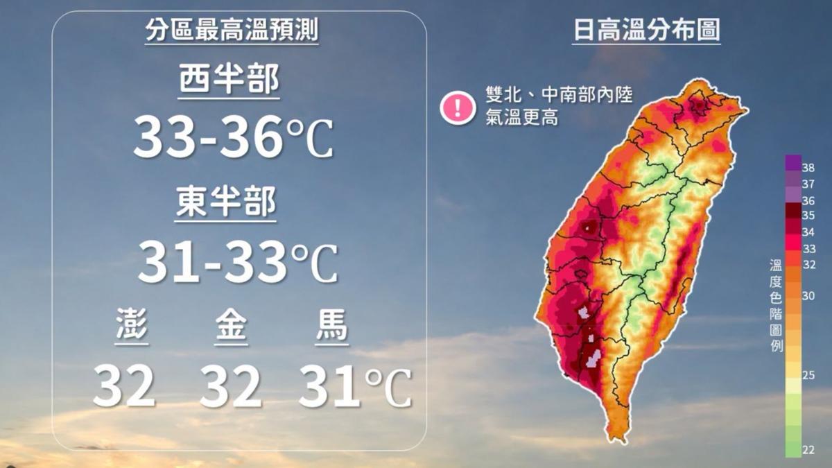 天氣/7月盛夏模式!1地區中午恐飆36度 氣象署曝熱帶擾動路徑