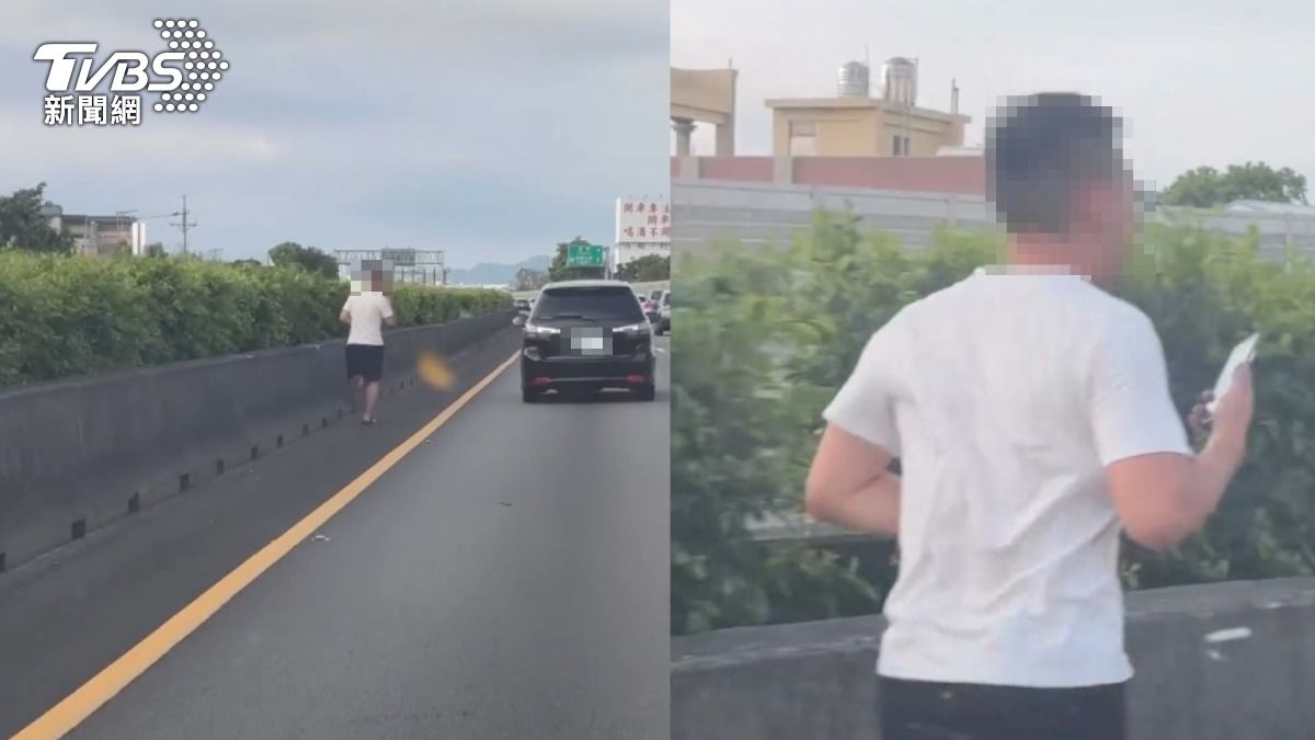 國道馬拉松?拖鞋男「內側路肩狂奔」驚悚畫面曝 全網看傻眼