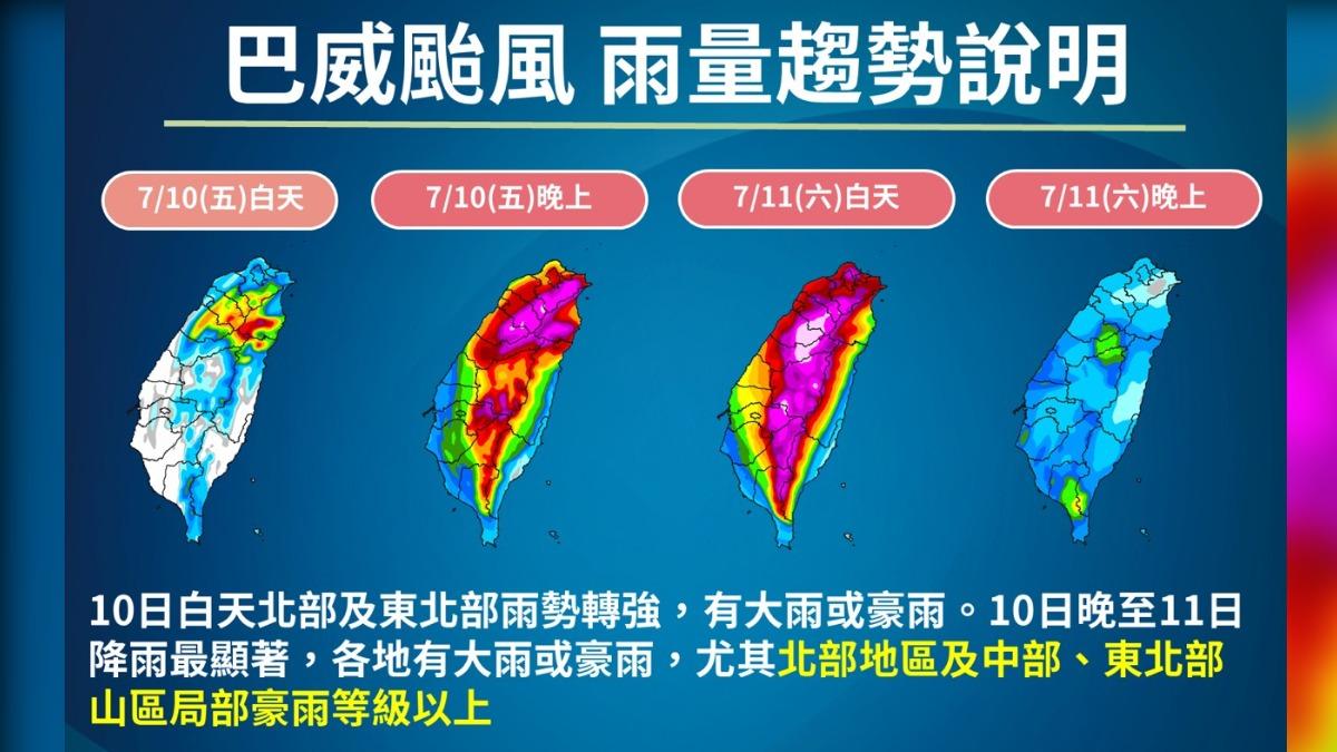 巴威颱風發海警!周五、六強風豪雨 一圖看巴威颱風影響時程