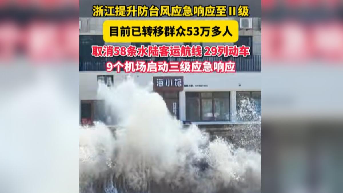 巴威直衝浙江!陸緊急「撤離53萬人」 高鐵停駛、海陸空全封鎖