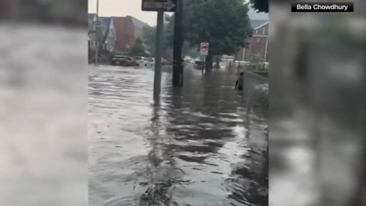 影音/暴雨襲紐約航班大亂 皇后區街道成河道