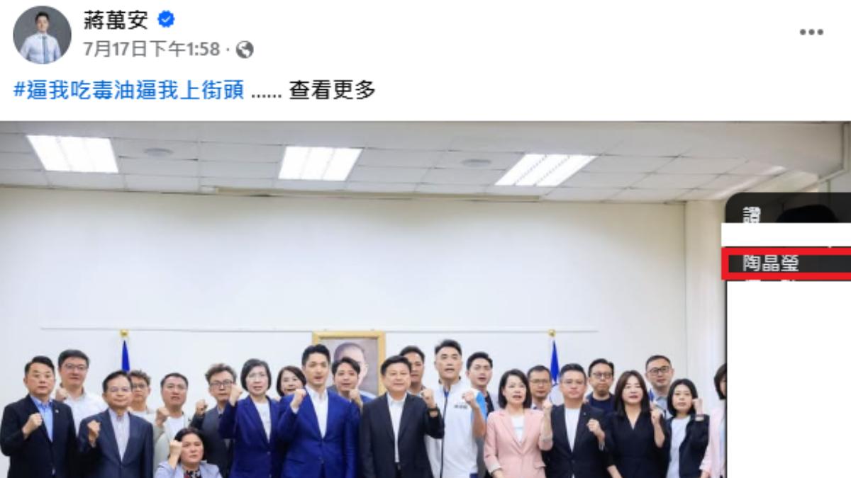 按讚蔣萬安「725上凱道」遭出征!陶晶瑩臉書被灌爆:無知很可怕