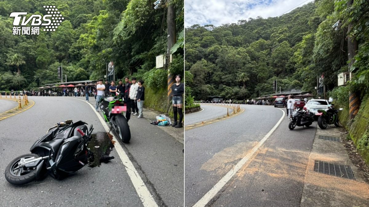 有片/北宜公路財貿灣1小時2事故!機車撞進咖啡廳 驚悚畫面曝