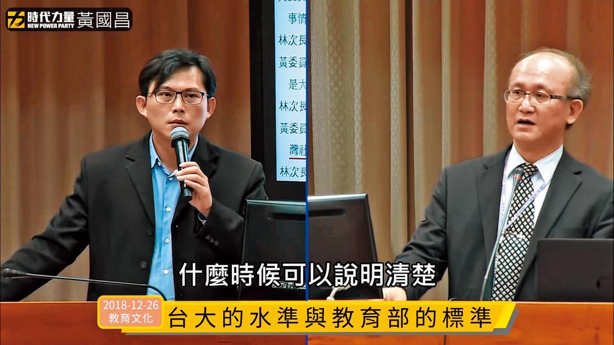 黃國昌怒斥教育部次長林騰蛟:「台大給教育部洗臉,難道就這樣吞下去嗎?」(翻攝畫面)