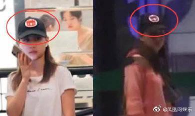 竇驍與戴棒球帽女子店電梯擁吻,有網友比對帽子與衣服認為是何超蓮。(翻攝自鳳凰網娛樂微博)