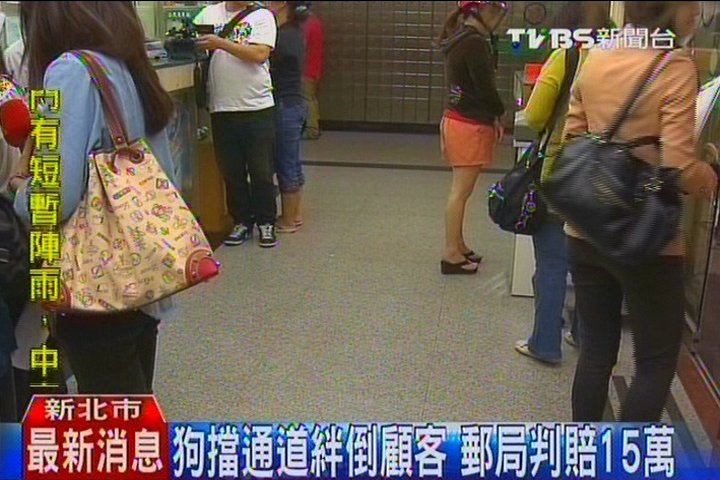 狗擋通道絆倒顧客 郵局判賠15萬