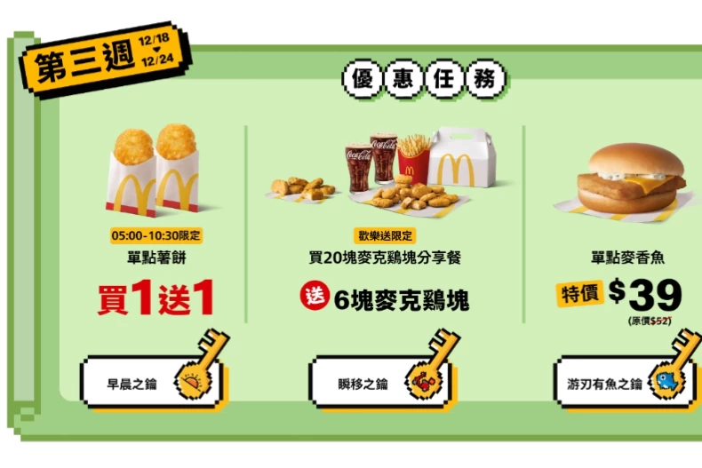 麥當勞APP「麥粉勇者拯救公主」12月優惠