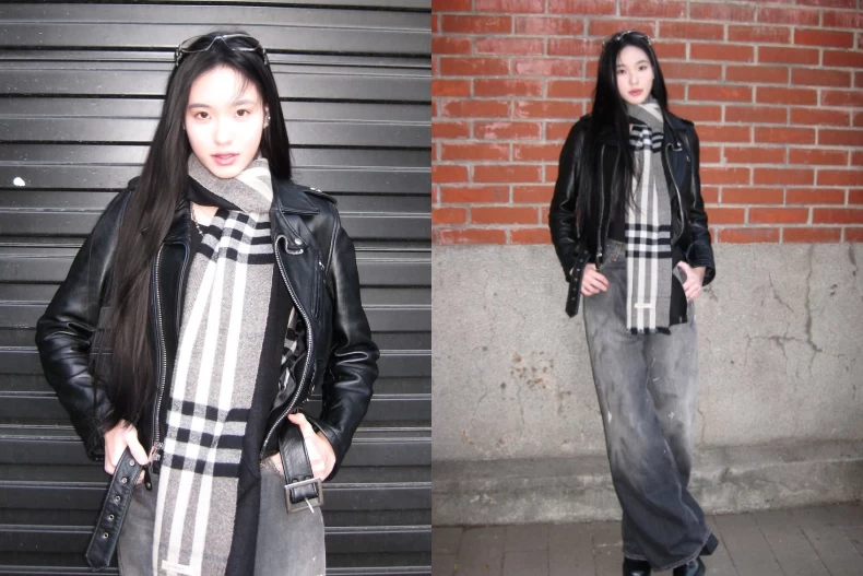 Lily「Burberry灰色圍巾」適合日常戴