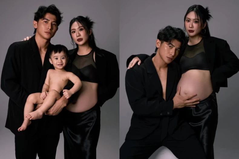 陳傑憲曬老婆「孕婦寫真」！一家三口All Black帥翻、最美孕婦Hailey「西裝外套+Bra Top 」辣度爆表
