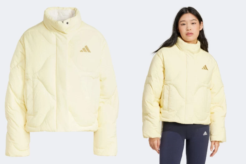 米黃色羽絨外套推薦：adidas