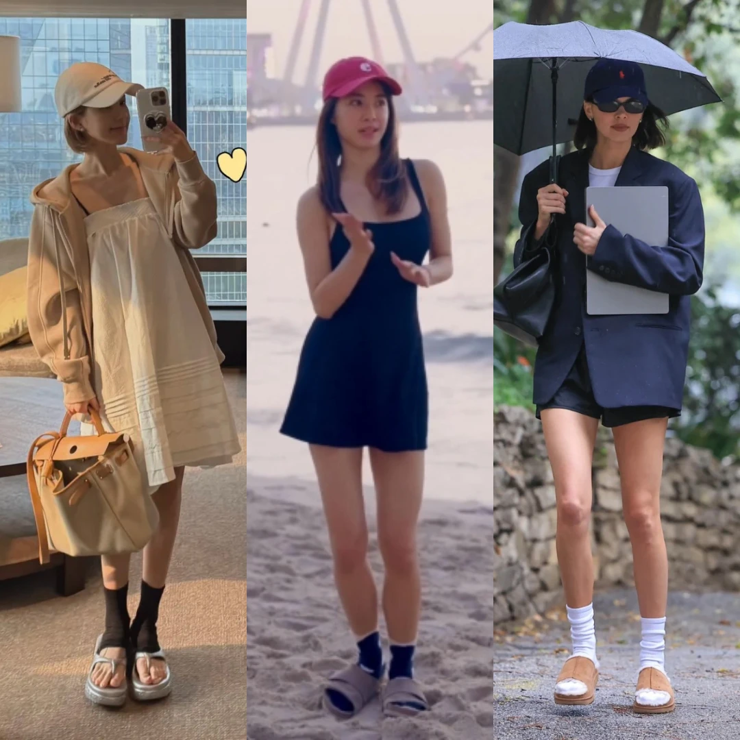 拖鞋X襪子是年輕人搭法！蔡依林穿醜拖鞋X黑襪獲好評，她的夾腳拖X黑襪穿法很修腿