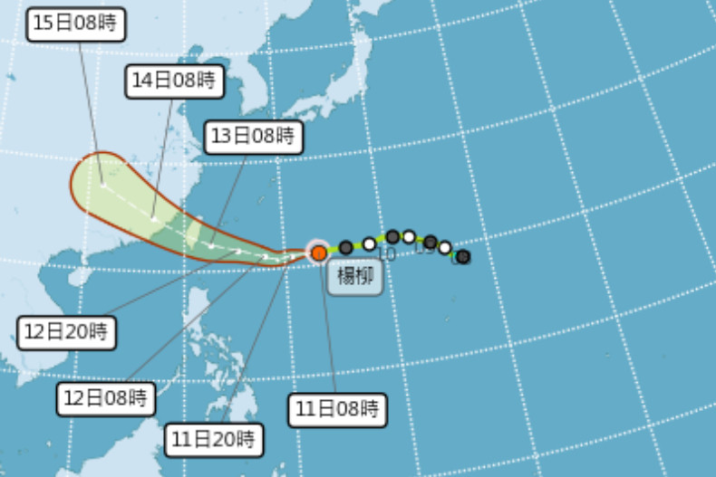 楊柳颱風將升強颱!9縣市侵襲率破9成,首波陸警範圍+颱風假關鍵一次看