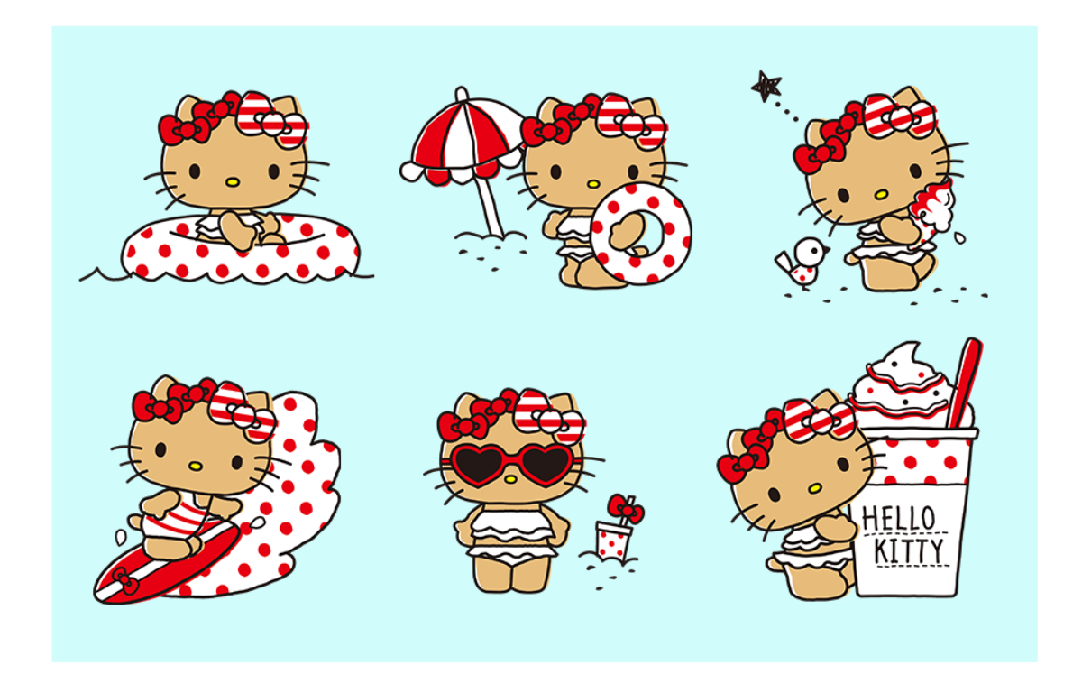 1200No.221_25SS_サンリオ_日焼けキティ_【特集ページ】スタンプ一覧修正 _1_