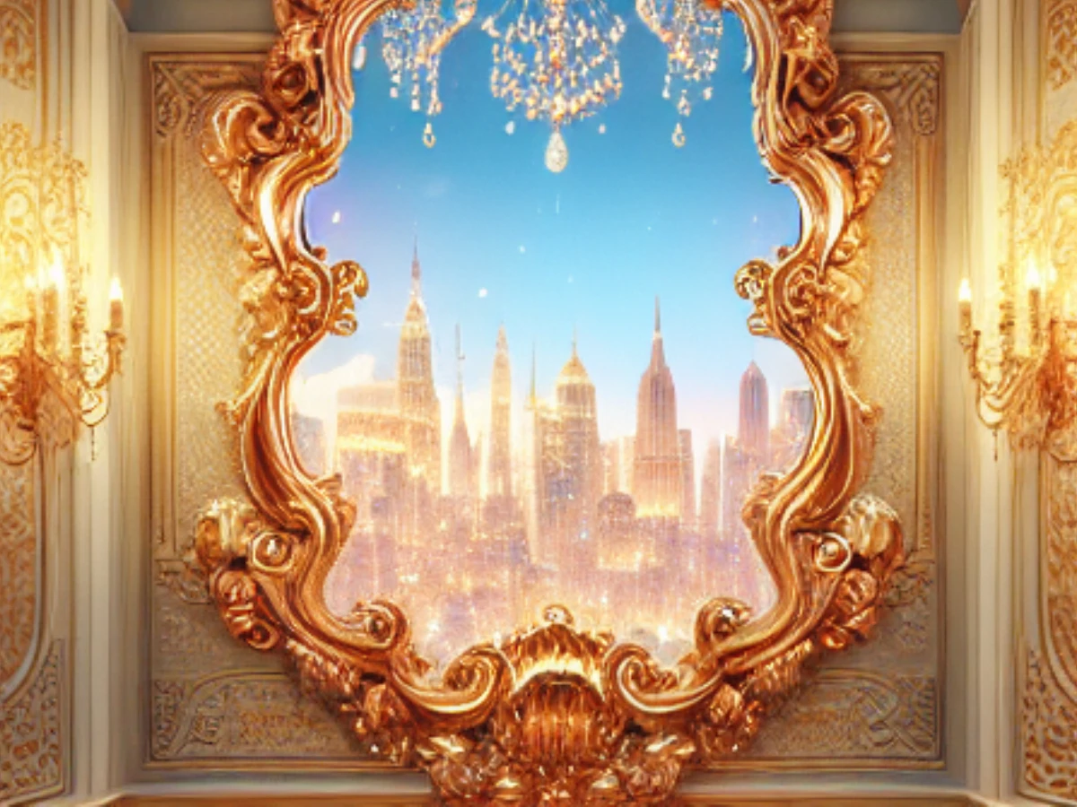 圖 D：古典宮殿裡的雕花鏡子