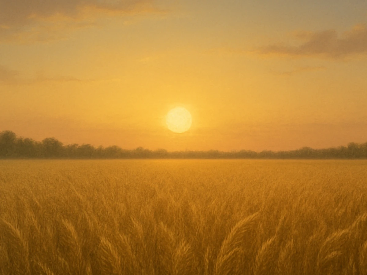 圖 A:金色夕陽下的麥田
