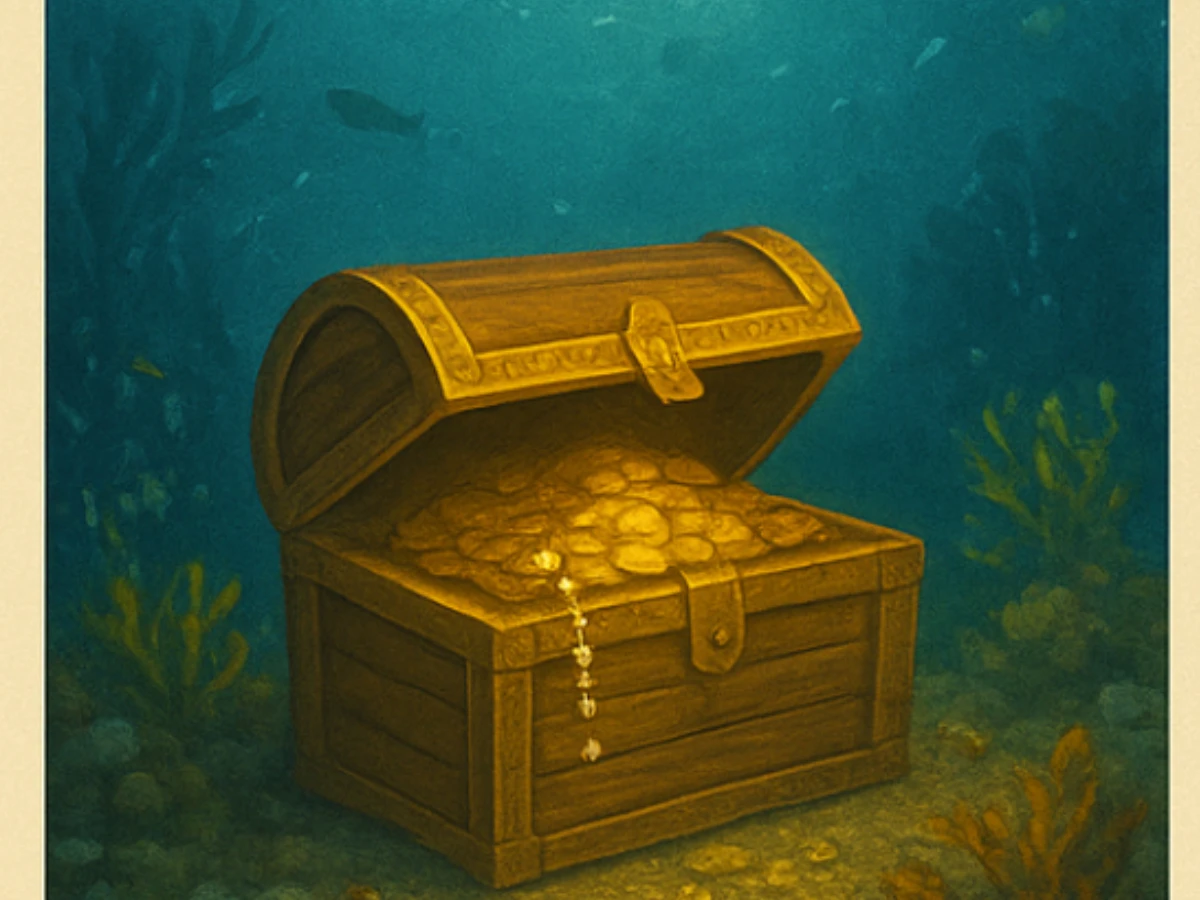 C. 藍色大海上的寶箱