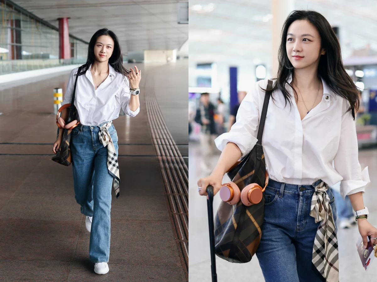 Burberry湯唯機場穿搭