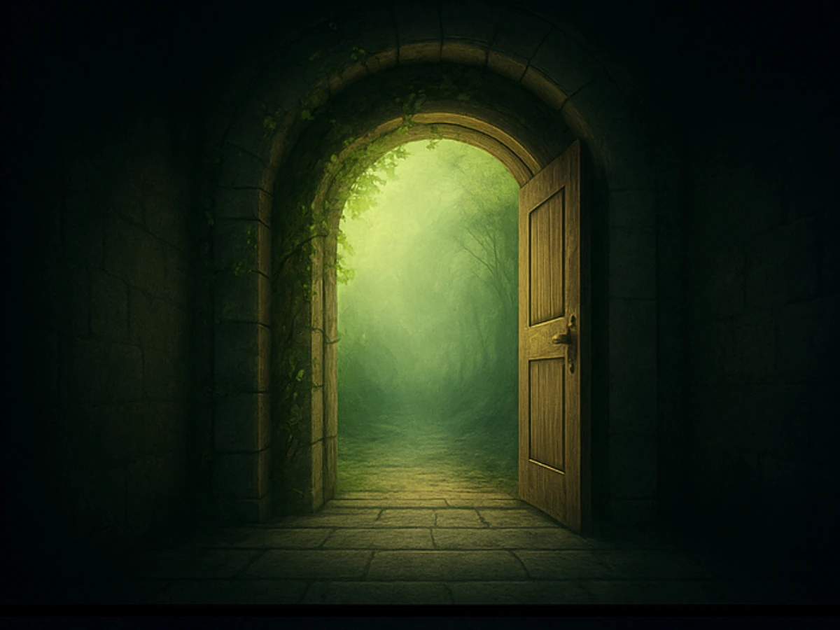 選 B：木質拱門