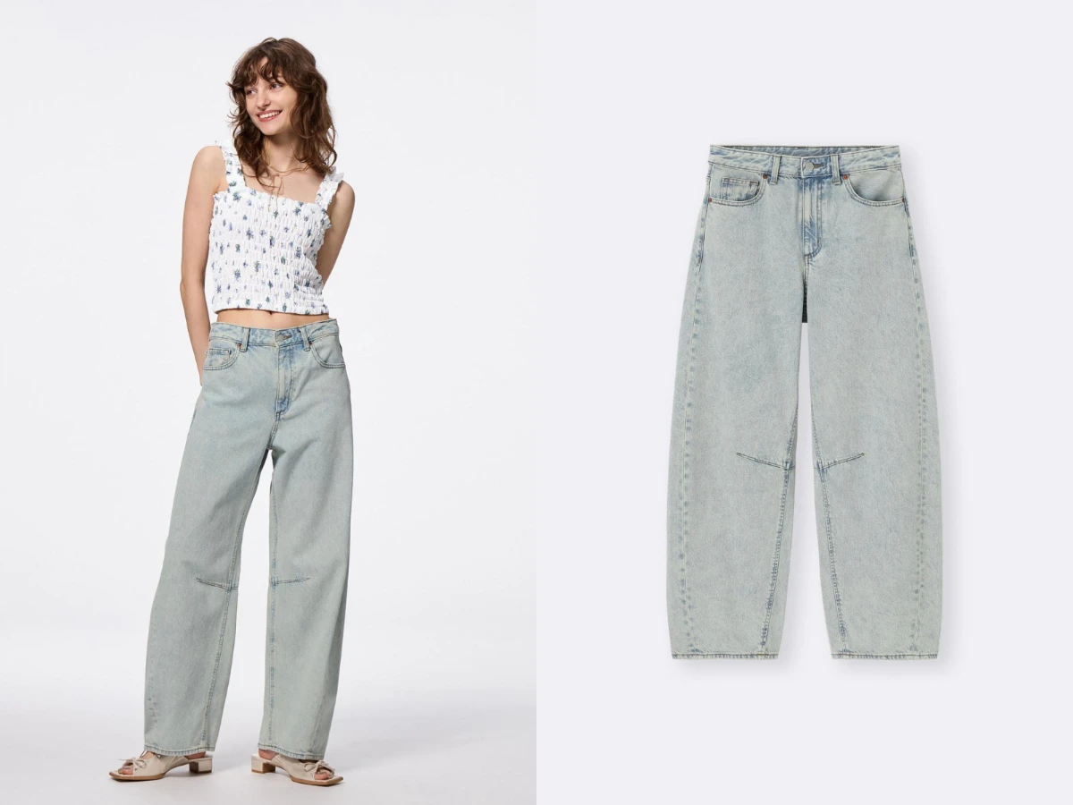 GU barrel leg錐形牛仔褲，NT.990