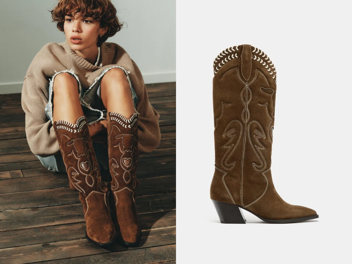 ZARA 真皮刺繡長靴,NT.4,990