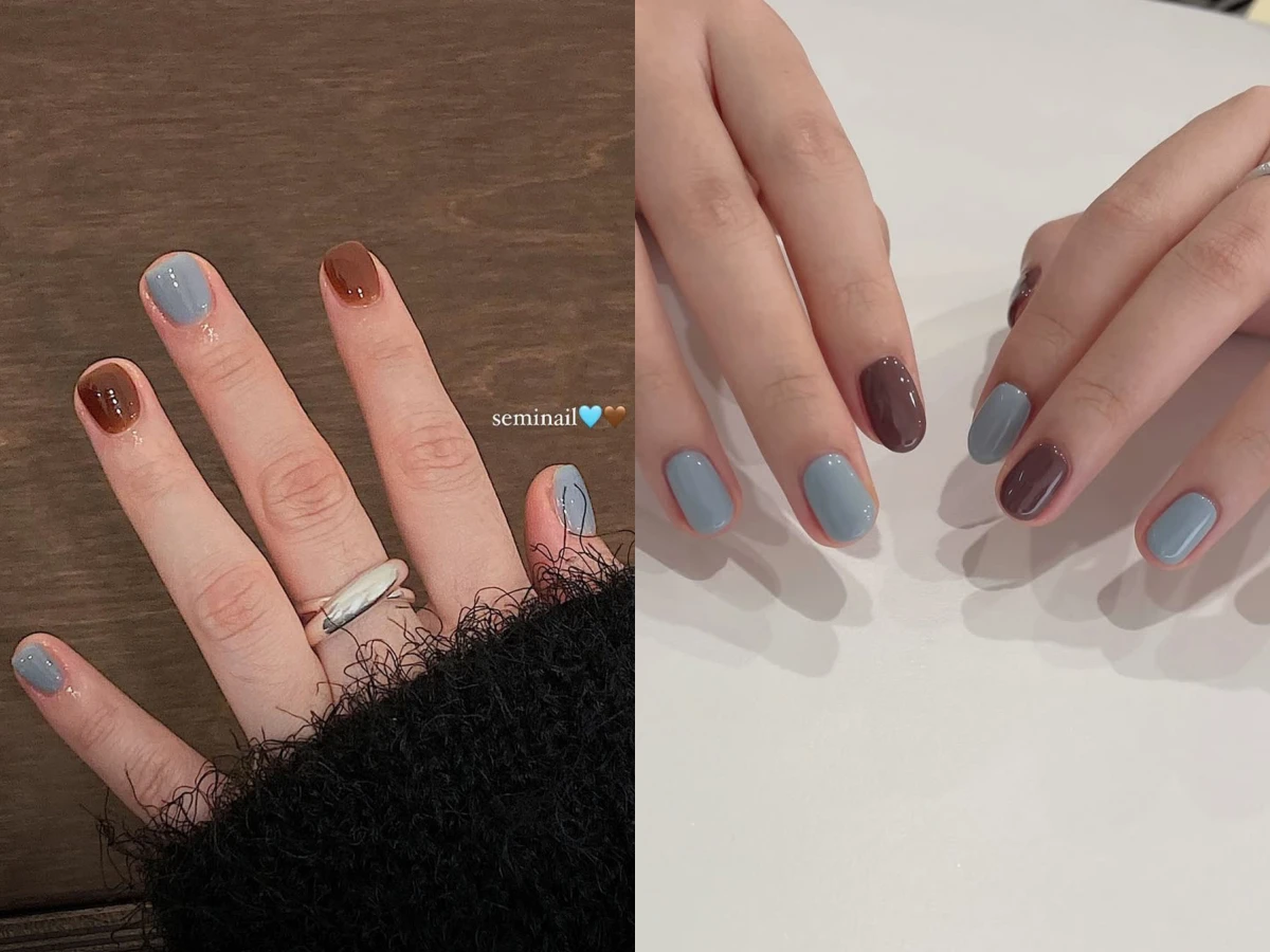 藍棕色美甲推薦