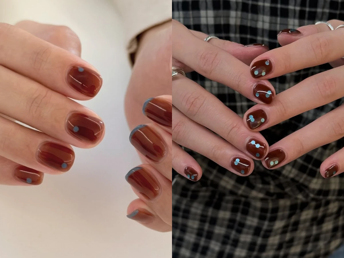 藍棕色美甲推薦