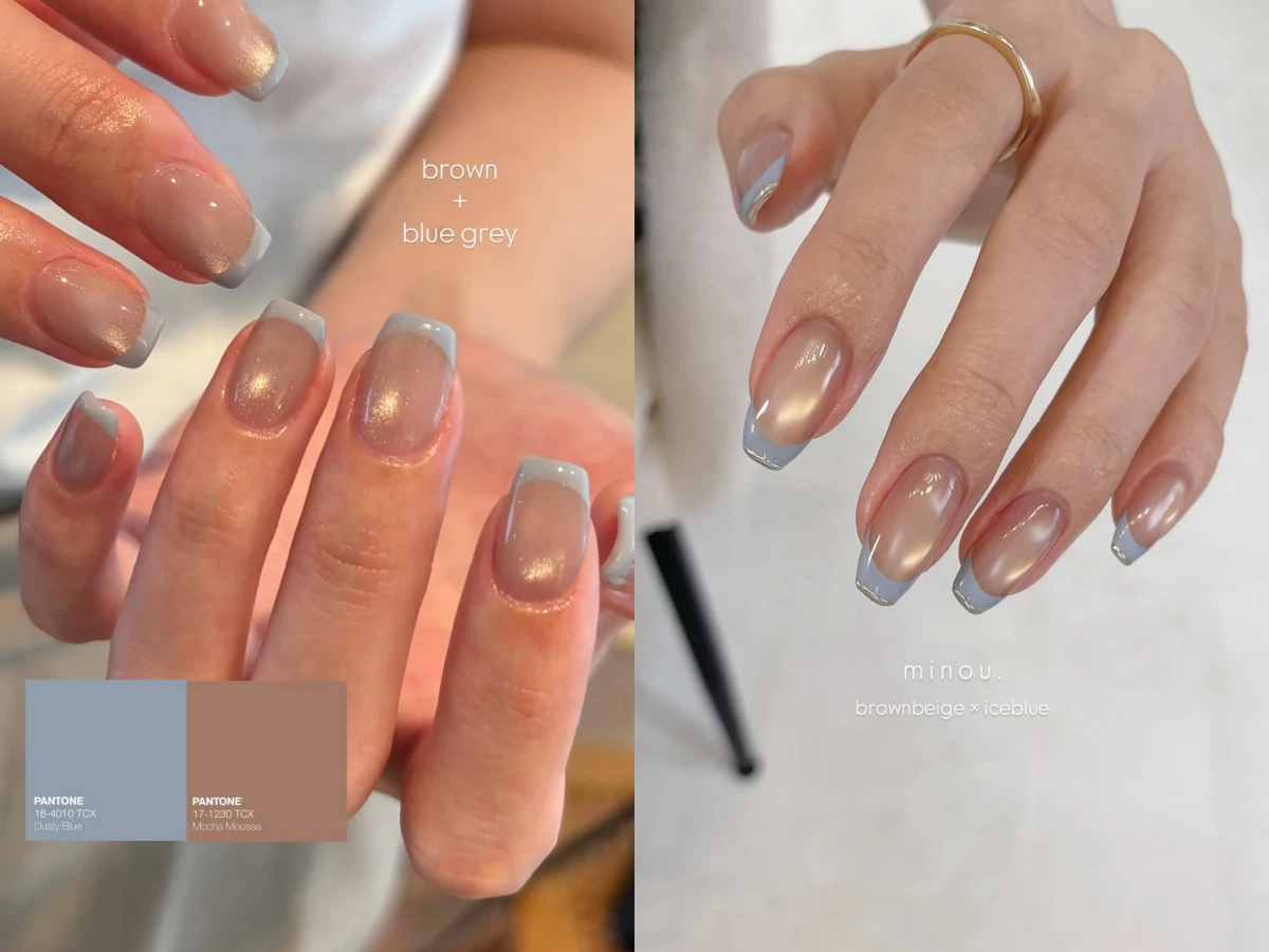 藍棕色美甲推薦