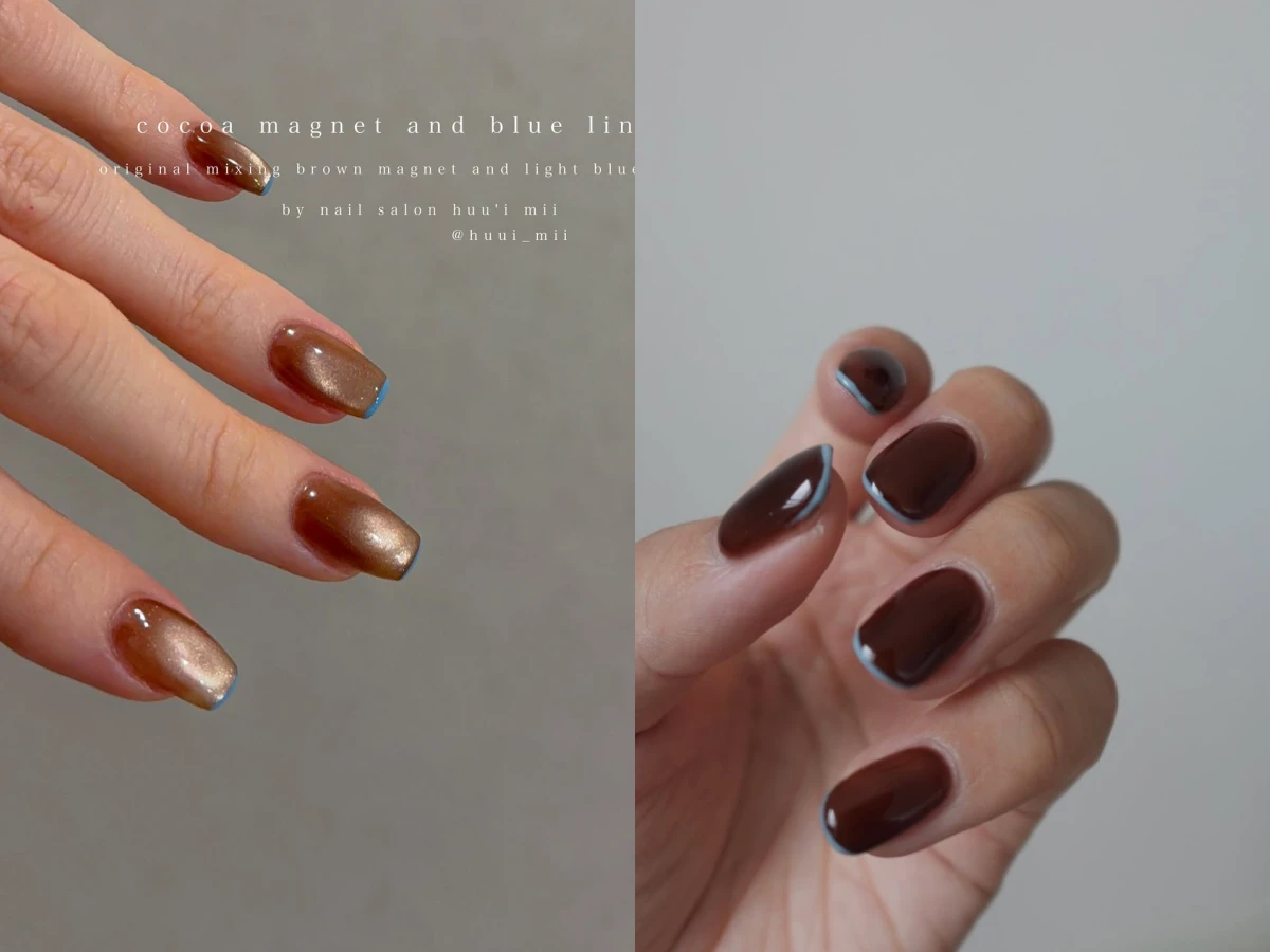 藍棕色美甲推薦