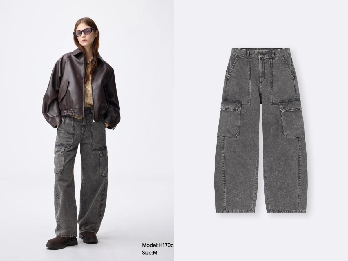 GU barrel leg錐形工作牛仔褲，NT.990