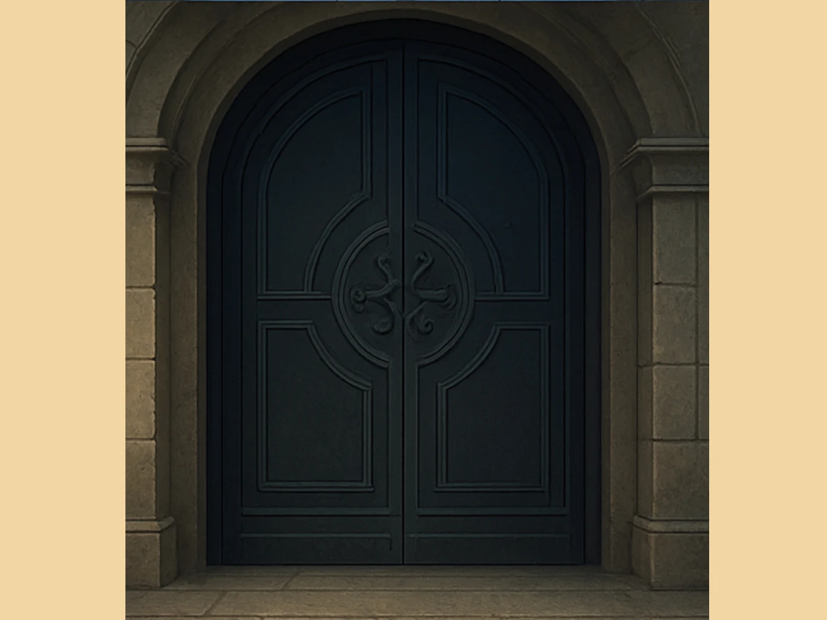 圖D:黑色神祕鐵門