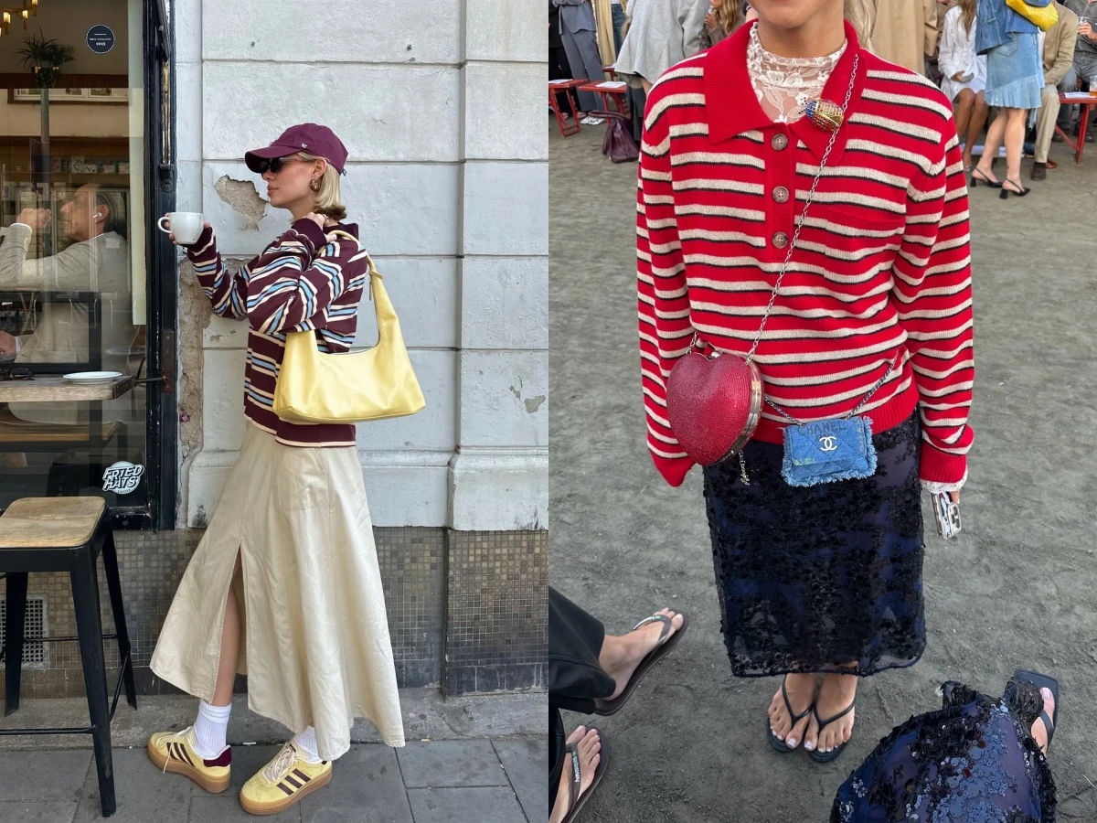 條紋上衣 x 半身裙