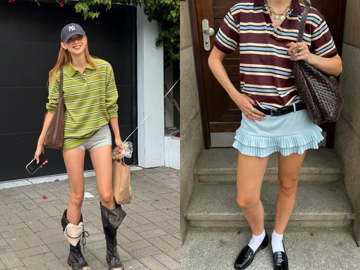 條紋上衣 x 極短褲