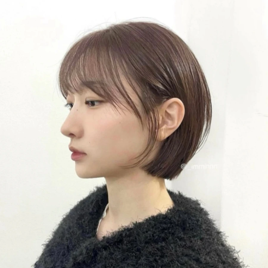 掛耳短髮範本：掛耳蘋果頭