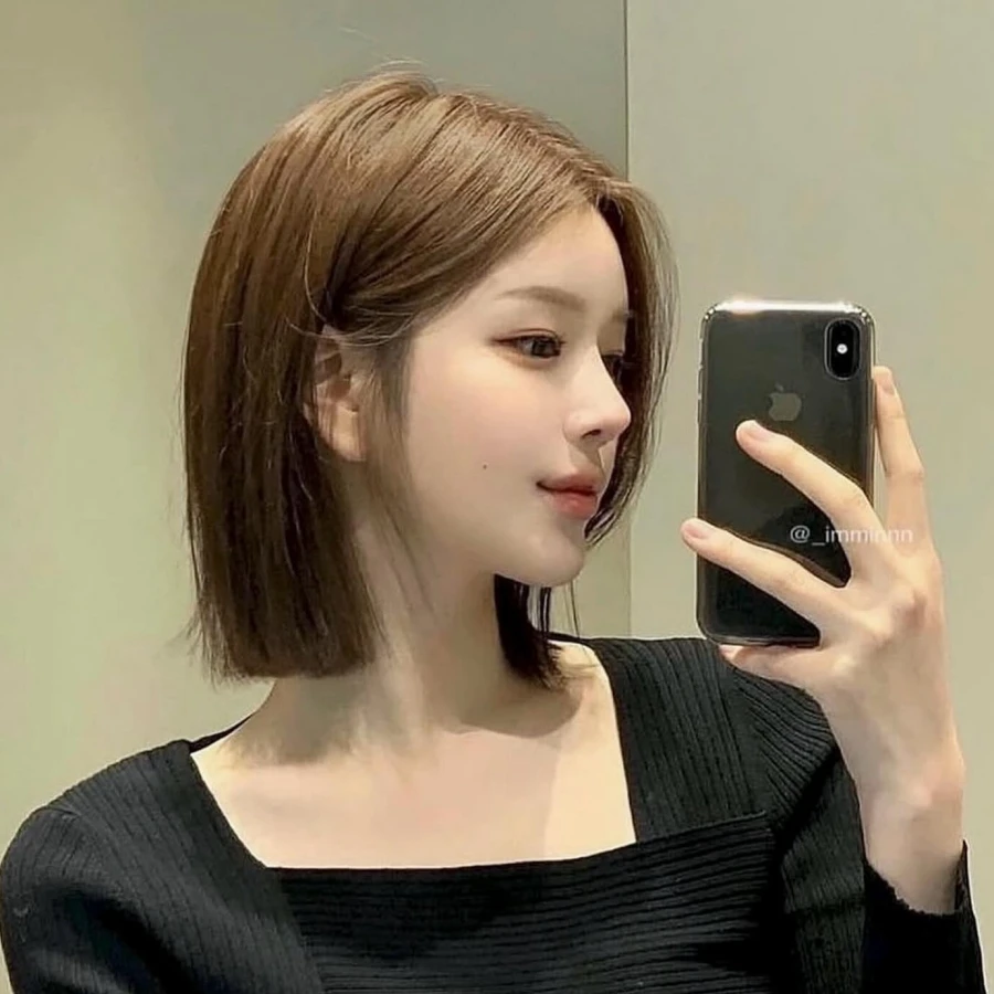 掛耳短髮範本：掛耳一刀切短髮