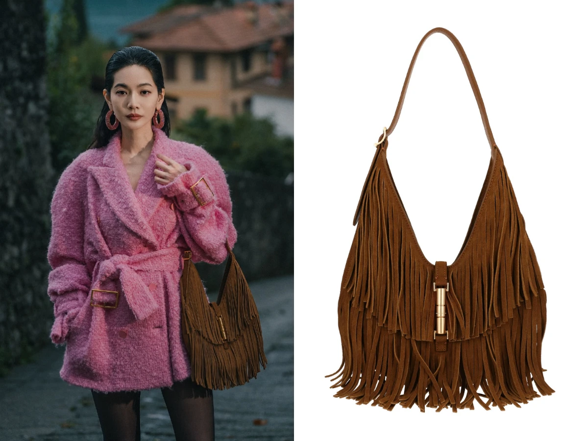 曾之喬拎CHARLES & KEITH Cesia 金屬釦流蘇包，NT.3,190