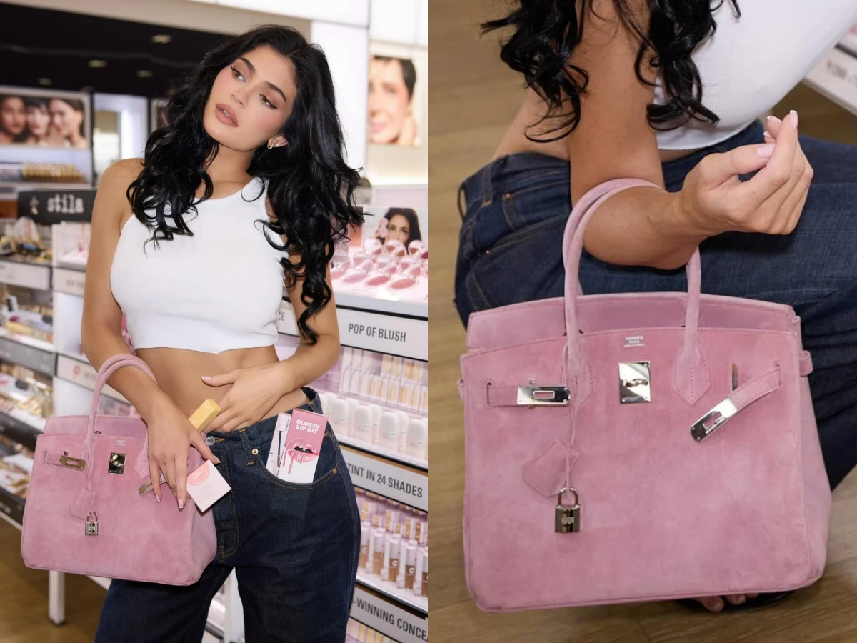 Kylie Jenner 拿麂皮柏金包