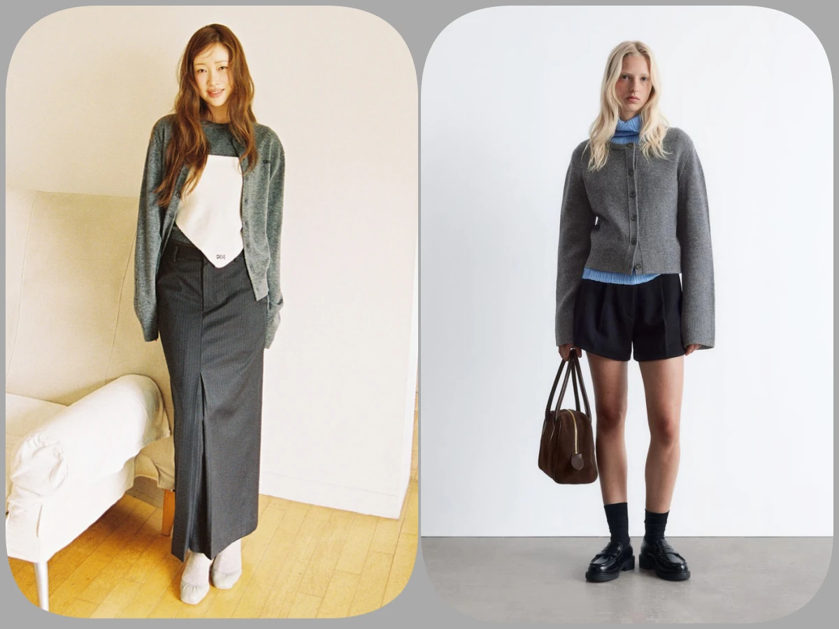 灰針織外套穿搭技巧