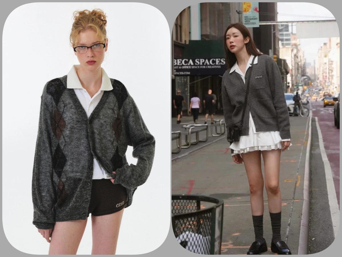 灰針織外套穿搭技巧