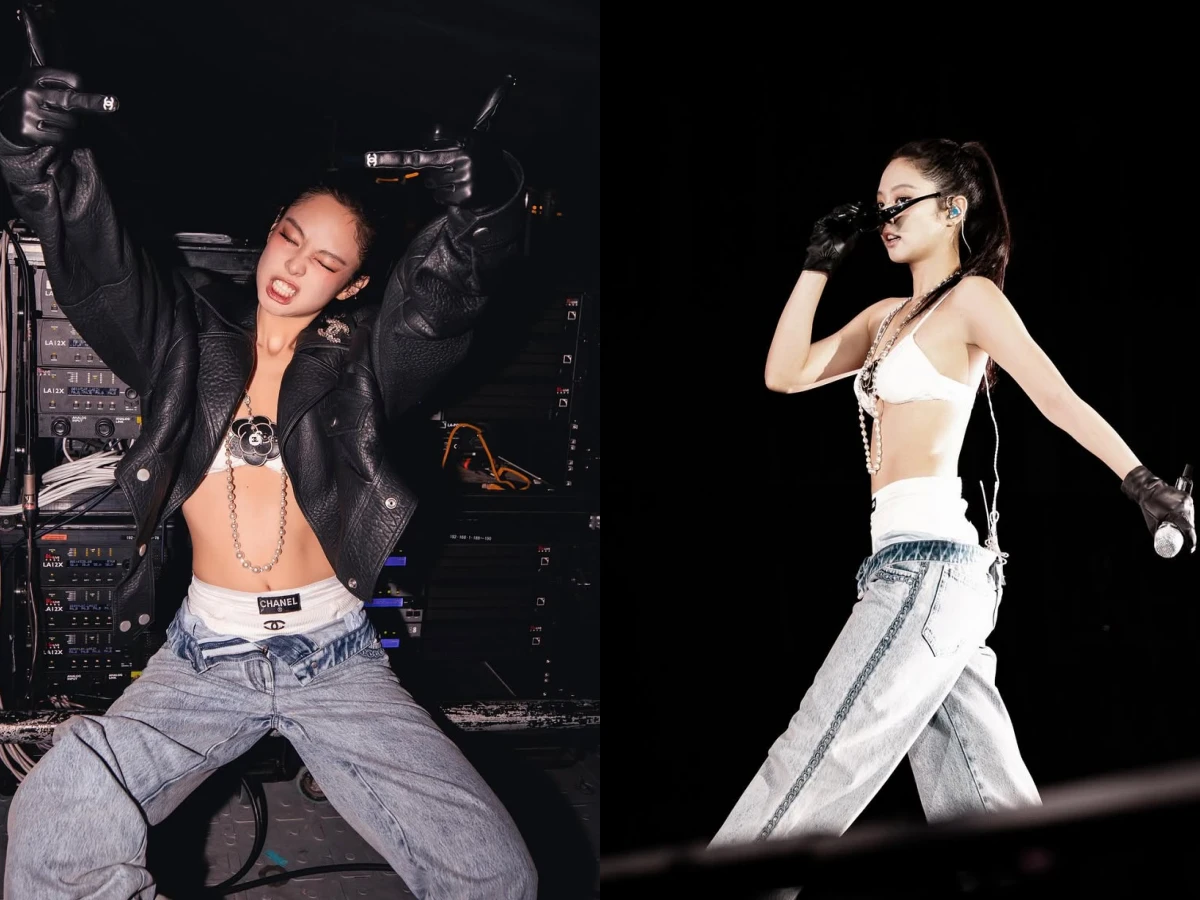 女星拼接寬褲穿搭