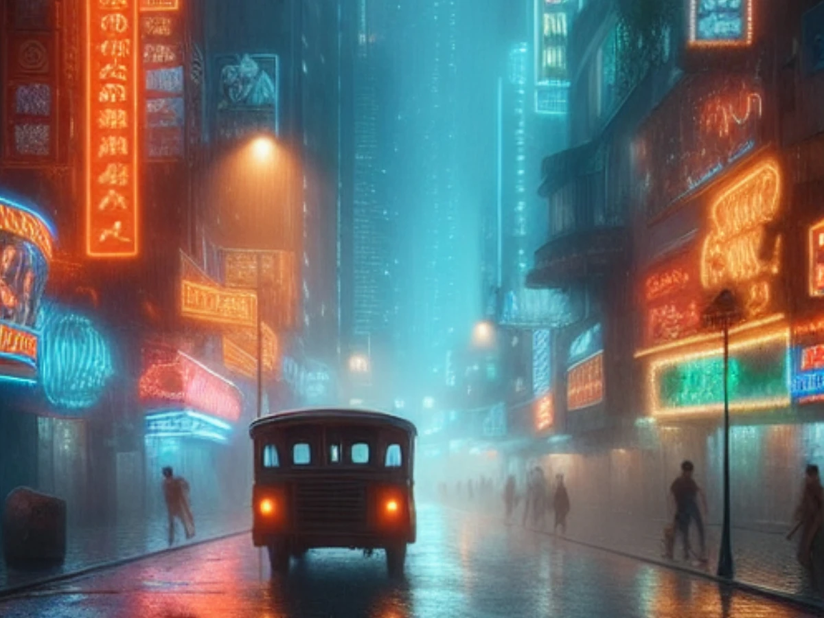 選項3️⃣：霓虹閃爍的城市街口