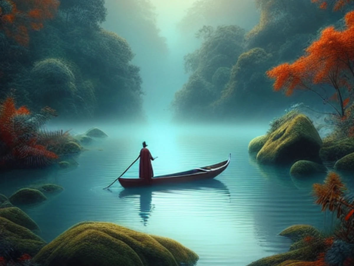 選項2️⃣：波光閃爍的湖面小船