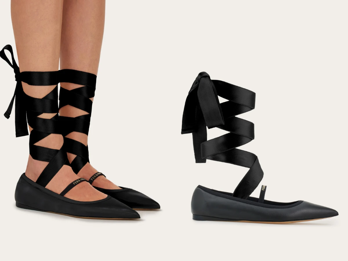 FERRAGAMO Ballet flat with ankle ribbon