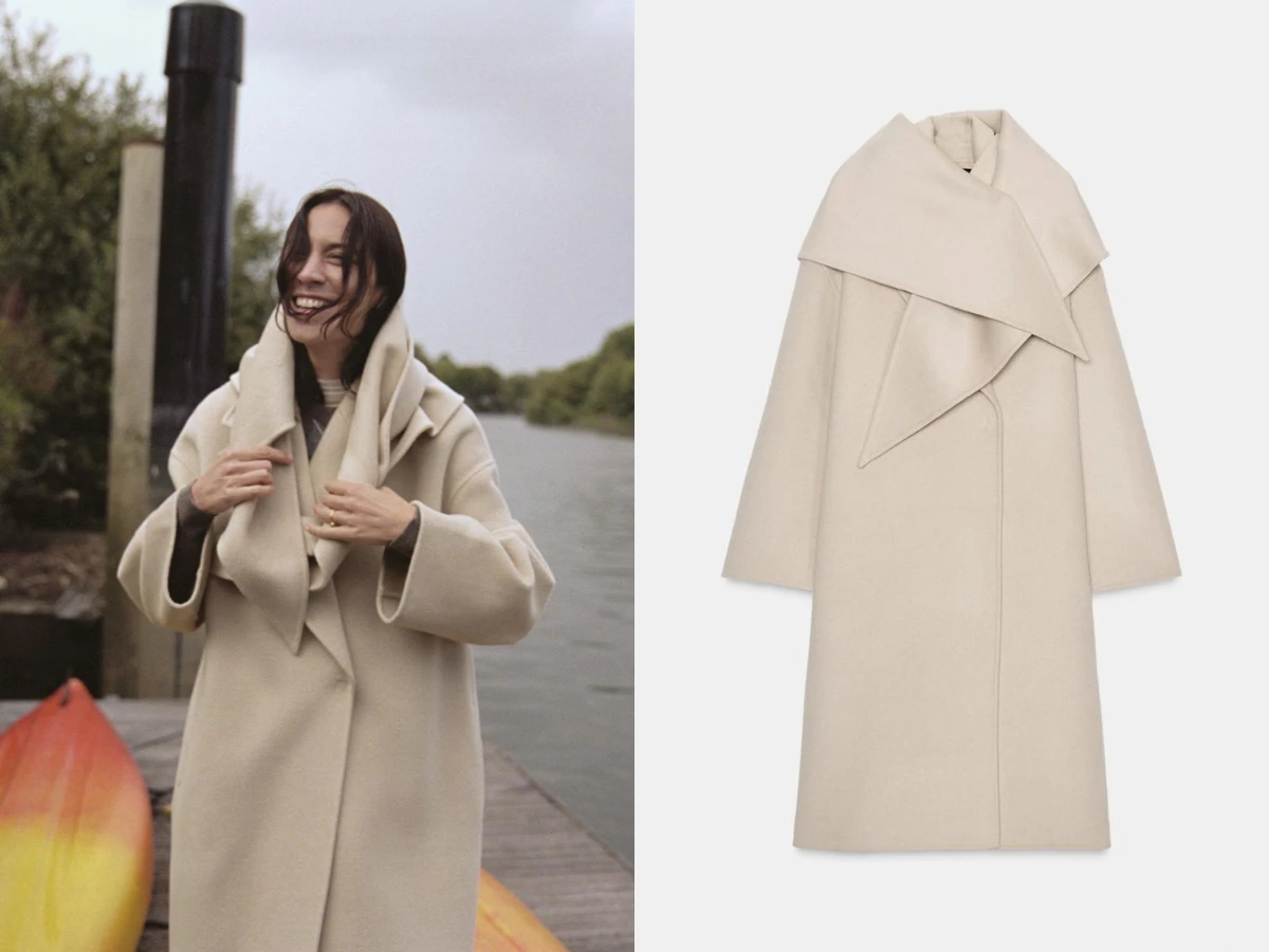 ZARA 羊毛混紡加大版圍巾大衣 ZW COLLECTION，NT.6,490