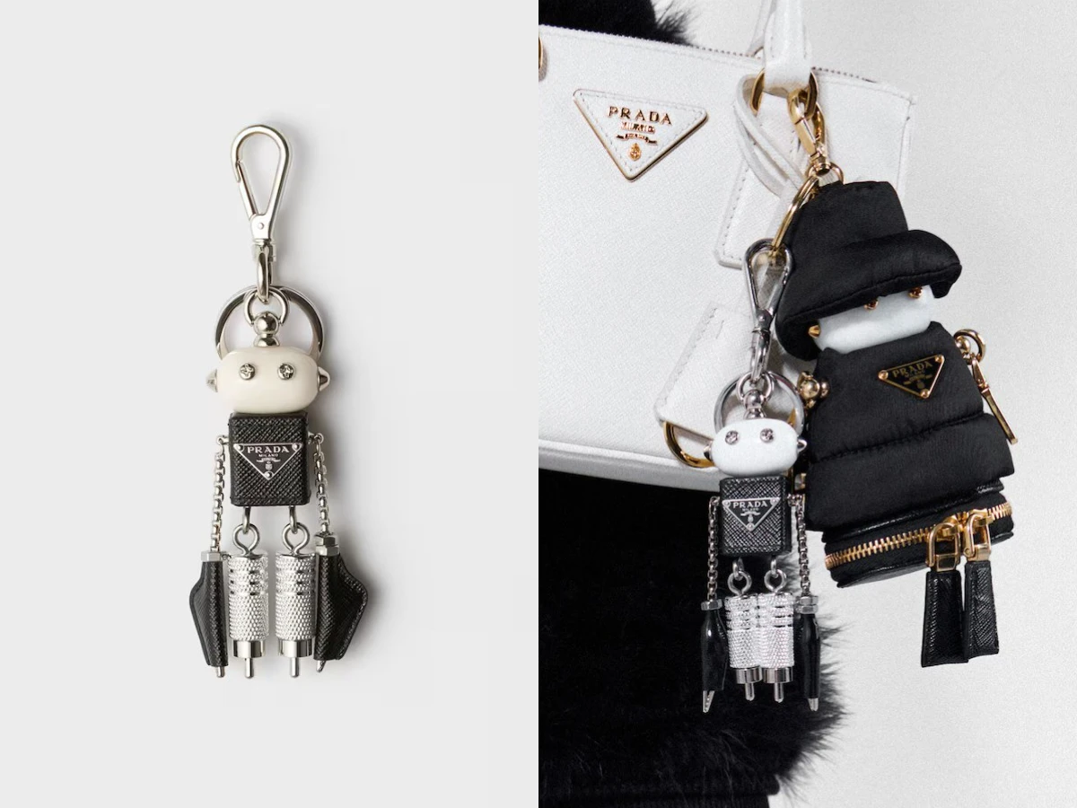 PRADA Saffiano 皮革 robot 手袋吊飾連鑰匙扣，NT.22,500