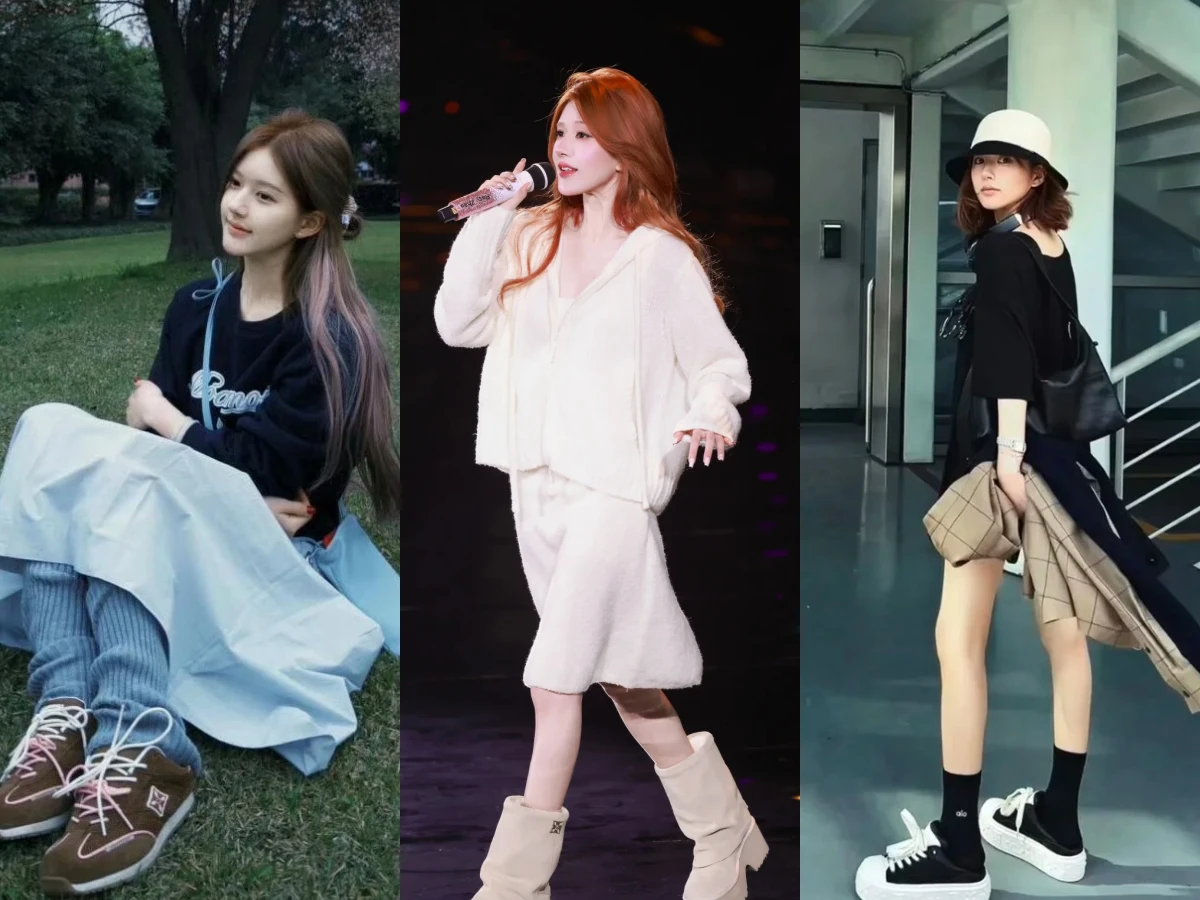 趙露思生日會同款厚底靴、私服小白鞋